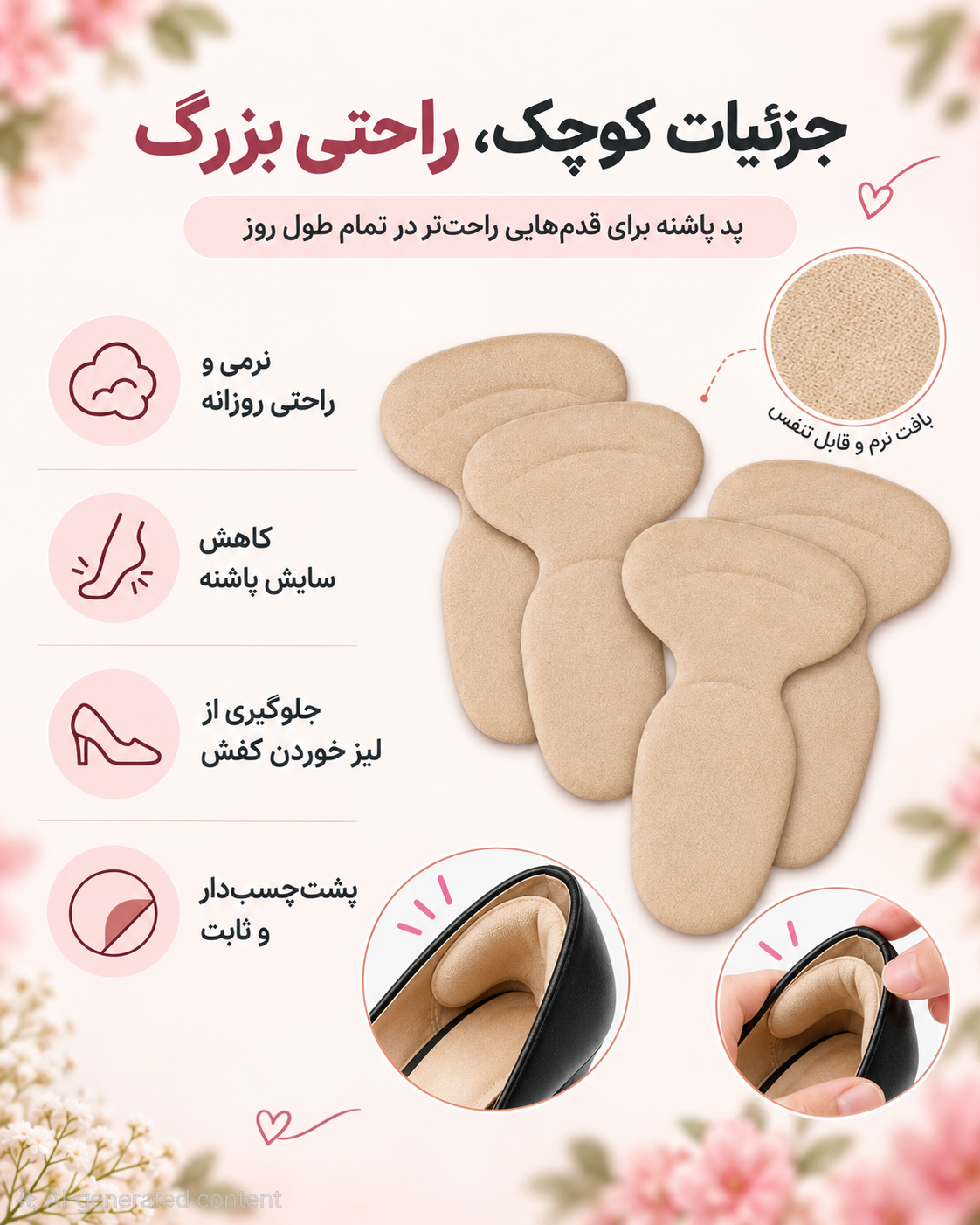 پد محافظ پاشنه و پشت پا در کفش