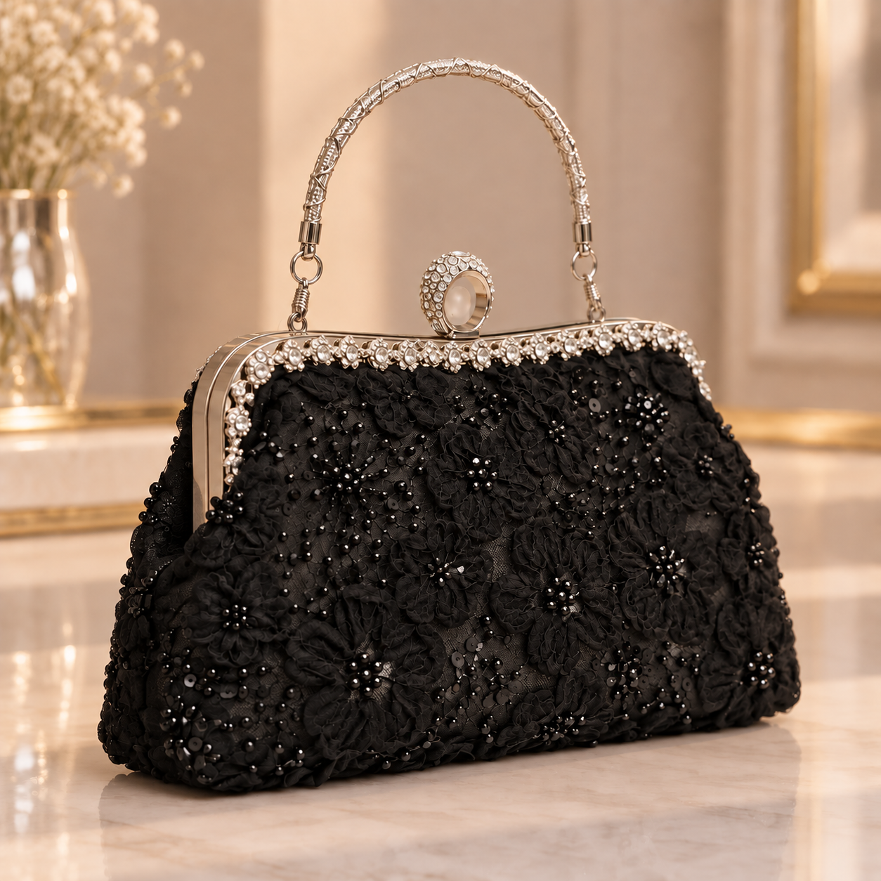 کیف مجلسی دهنه انگشتری دهنه نقره ای مدل گیپور