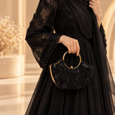 کیف دستی مجلسی دهنه حلقه ای مدل گیپور شکوفه